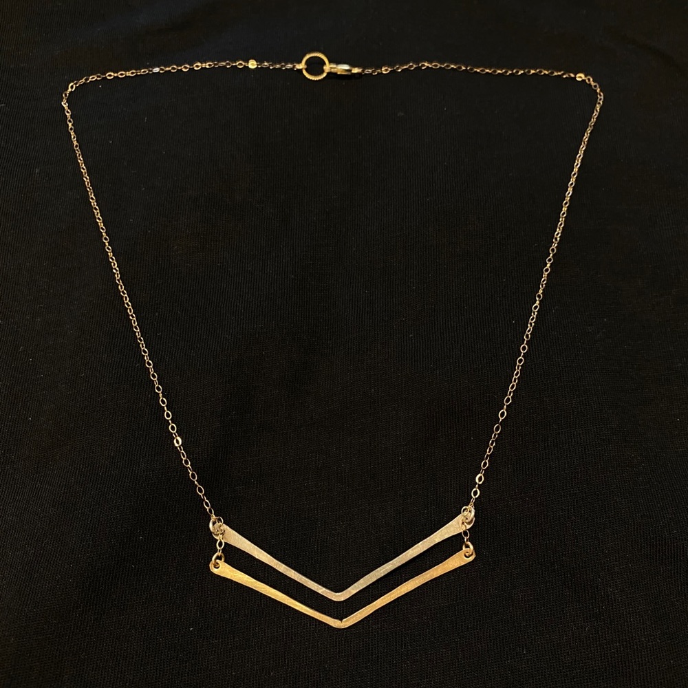 Gold and Silver Two Tone Double Bar Necklace